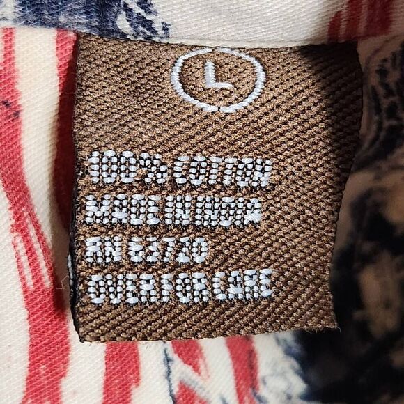 North River Outfitters button front long sleeve shirt flag motorcycle Large - Picture 8 of 9